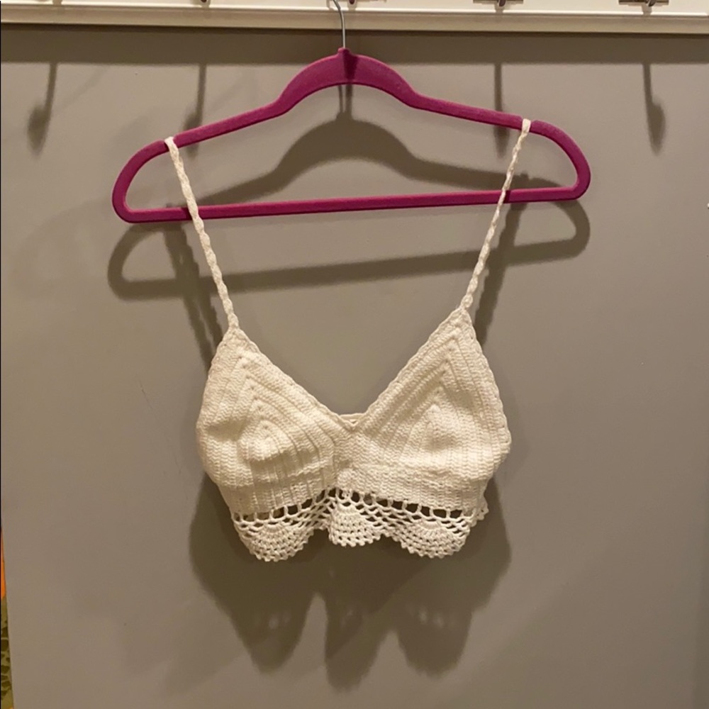 urban outfitters white knit crop tank